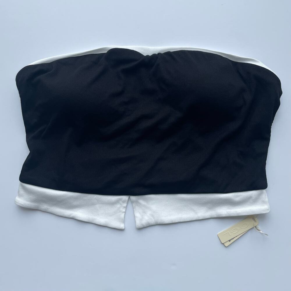 OGL Brami Tube Top Cropped Ribbed Contrast Trim Black Size 2XL NEW